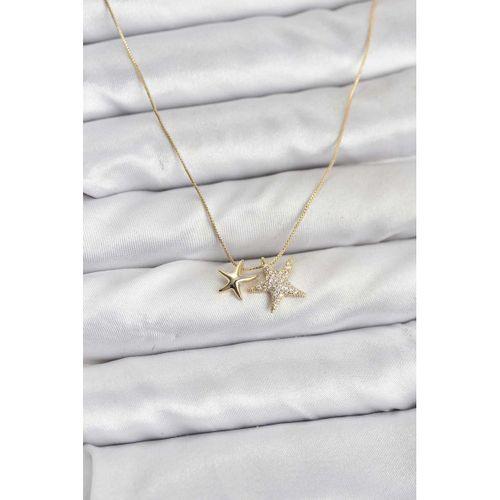 Gold Renk Pirinç Minimal Yıldız Model Kadın Kolye