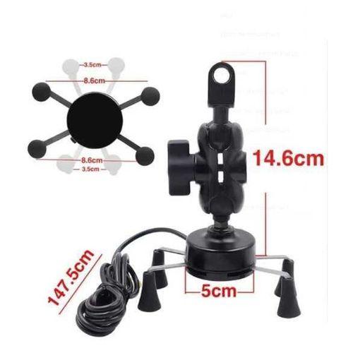 KNMASTER Knmaster X Serisi Motosiklet Ayna Ve Gidon Bağlantılı Usb Girişli Telefon Tutacağı