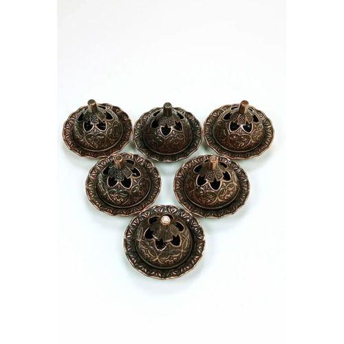 6 Lı Mini Eskitme Osmanlı Temalı Koyu Renk Lokumluk Sunum