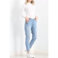 pilelistore Yüksek Bel Mom Jean Açıkmavi