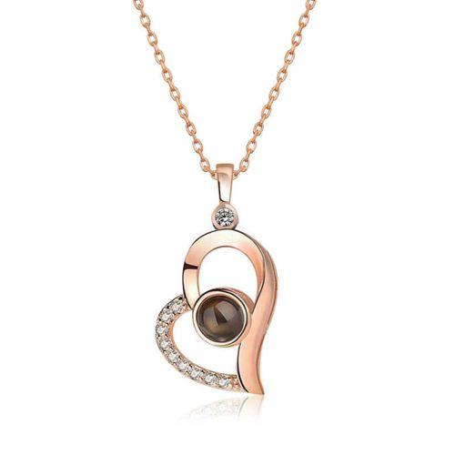 ​Lucky Life 925 Ayar Gumuss  Rose 100 Dilde Seni Seviyorum Kalp Kolye