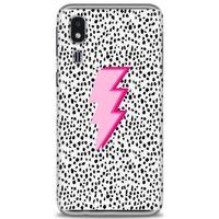 Samsung Galaxy A2 Core Kılıf HD Baskılı Kılıf - Pembe Şimşek + Tam Ekran Koruyucu