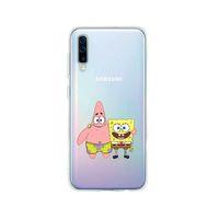 Samsung A50 Sünger Ve Patrick Star Desenli Premium Şeffaf Silikon Kılıf