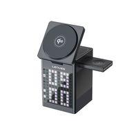 Lenyes PW320 Qi2 Şarj Teknolojili Alarmlı Bluetooth Speaker Özellikli Telefon&Akıllı Saat&Kulaklık 15W 6in1 Kablosuz Şarj Standı