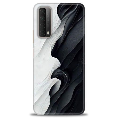 Huawei P Smart 2021 Kılıf HD Baskılı Kılıf - Black and White + Tam Ekran Koruyucu