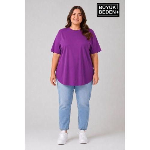 Süperlife Büyük Beden Kadın Bisiklet Yaka Basic Oval Etek Detalylı 3xl-6xl Uzun Tunik SPR26BTSK502