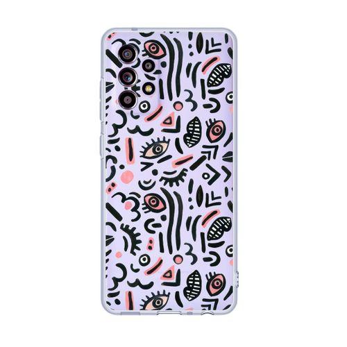Galaxy A13 Uyumlu Doodle Desenli Premium Şeffaf Silikonlu Telefon Kılıfı