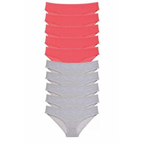 10 adet Süper Eko Set Likralı Kadın Slip Külot Fuşya Gri