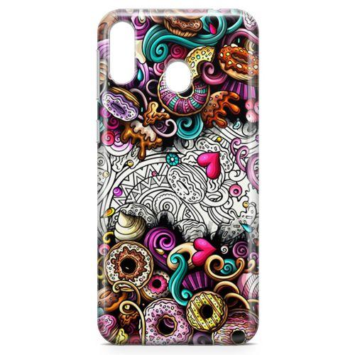 Samsung Galaxy M20 Kılıf Donut Doodle Arka Kapak Koruma Desenli Full Koruyucu