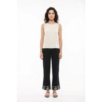 Nirvana Beli Lastikli Müslin Yandan Çift Cepli Nakışlı Pantolon Siyah Syh