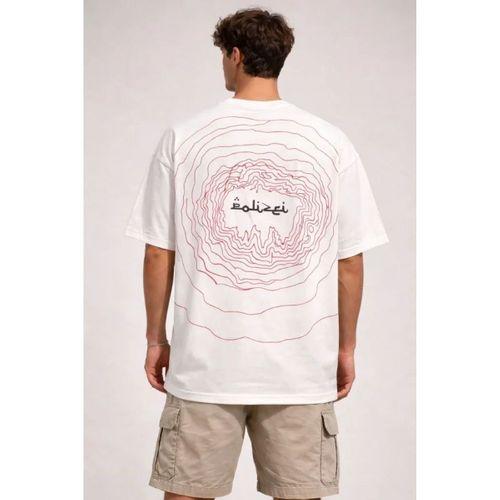 Erkek Bisiklet Yaka Baskılı Kısa Kollu Tişört Streetwear Günlük Basic Pamuklu T-shirt - Beyaz