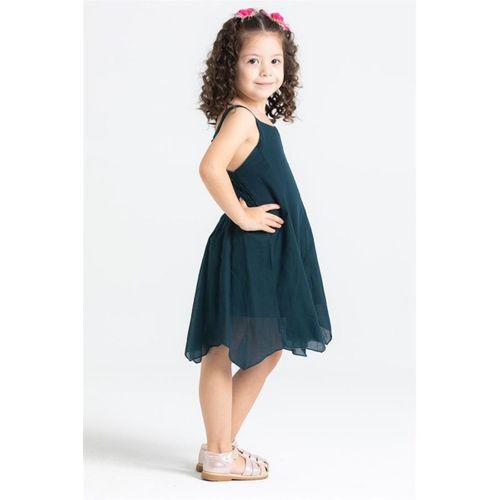 Askılı Vual Emel Yazlık Çocuk Elbise Petrol Ptrl