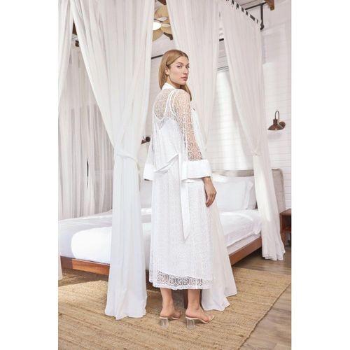 Dantelli Ve Dekolteli Saten Sabahlık Takımı