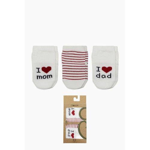Bistyle Mom Dad 3'Lü Penye Soket Çorap 10123 Ekru