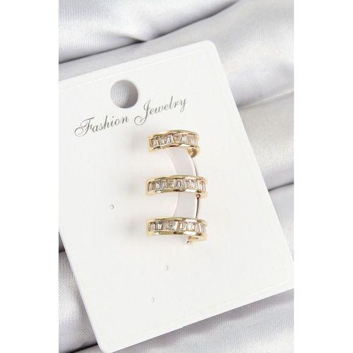 Pirinç Su Yolu Model Gold Renk Sağ Kıkırdak Küpe