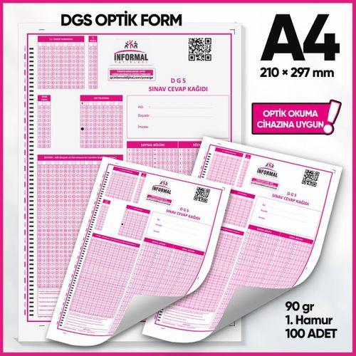 DGS Deneme Sınavları İçin 100 Adet (90 GR) Optik Form - Optik Okuma Uyumlu