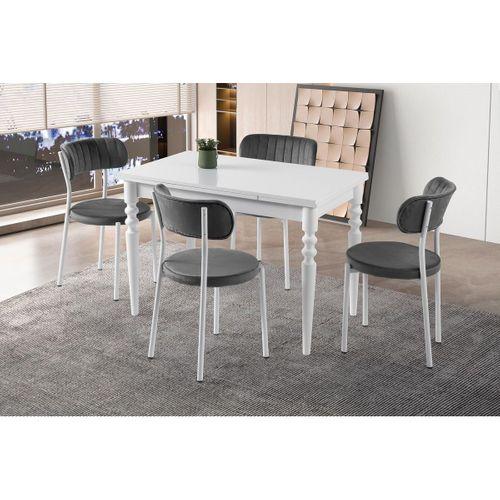 Didim Beyaz Beta Açılır Mutfak Masa Sandalye Takımı 80x120