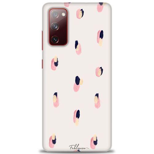 Samsung Galaxy S20 FE Kılıf HD Baskılı Kılıf - Pembe Lacivert + Tam Ekran Koruyucu