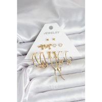 Pirinç Gold Renk 6 Çiftli Kadın Küpe Seti
