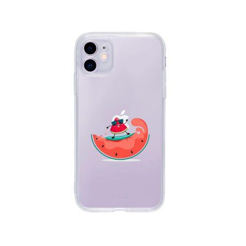iPhone 11 Sörfçü Karpuz Desenli Premium Şeffaf Silikon Kılıf
