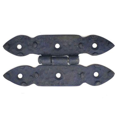 Antika Tarz Dekoratif Pirinç Düğmeli Menteşe - 117x57 Mm, Oksit