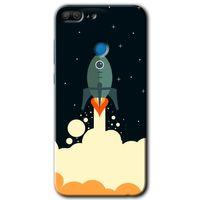MRCİLETİSİM Honor 9 Lite Kılıf HD Desen Baskılı Arka Kapak + Temperli Cam - Space Smoke