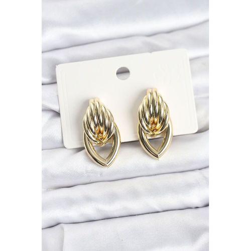 Pirinç Gold Renk Sarmal Damla Model Vintage Kadın Küpe