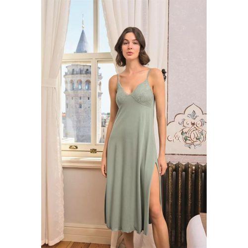 Çiçek Ve Yaprak Desenli Dantelli Ve Dekolteli Sabahlık Takımı