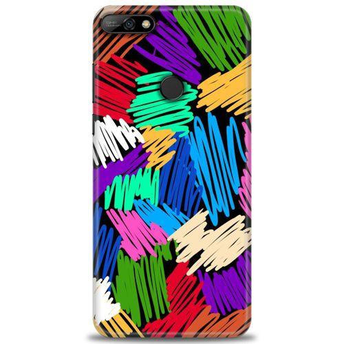 Huawei Y7 2018 Kılıf HD Baskılı Kılıf - Karalama + Tam Ekran Koruyucu