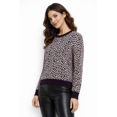 Kadın Leopar Desen Triko Kazak BGL-ST05284