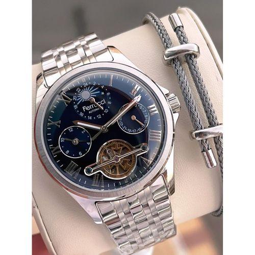 Ferrucci Otomatik Ve Kurmalı Güneş Ve Mehtap Kadranlı Çelik Kordonlu Erkek Kol Saati BFC.03606.1