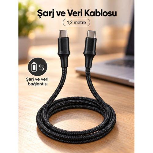 Type C To Type C Led Işıklı Şarj Kablosu 1,2 Metre