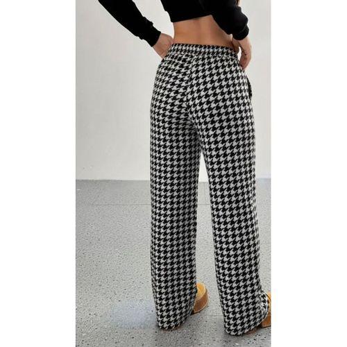 Kadın Yüksek Bel Lastikli Bağcıklı Geniş Kesim Kazayağı Dalgıç Pantolon