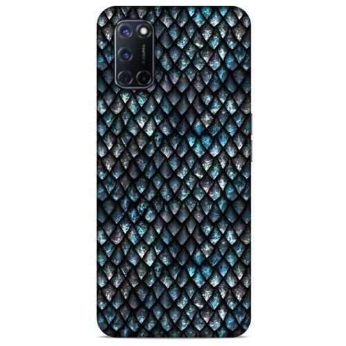 Oppo A92 Kılıf Dragons (10) Full Koruma Kılıfı Ejderha Skin Mavi Beyaz