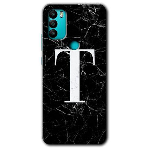 General Mobile GM 21 Plus HD Baskılı Kılıf + 9D Tam Ekran Koruyucu - Siyah Mermer Desenli T Harfi