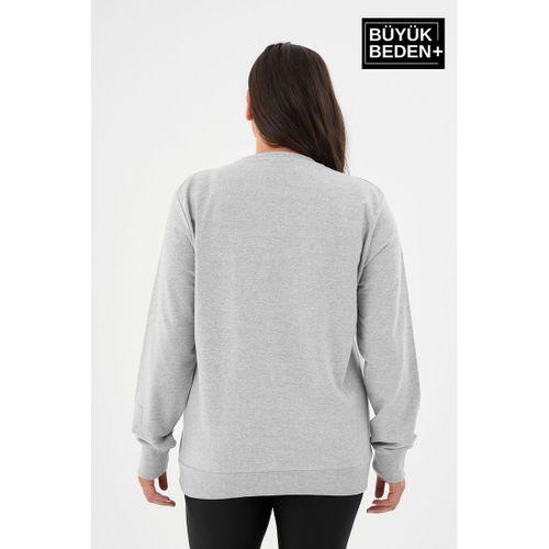 Kadın Büyük Beden Bisiklet Yaka İnce Sweatshirt – Regular Fit %64 Pamuklu SPR26BSWk956