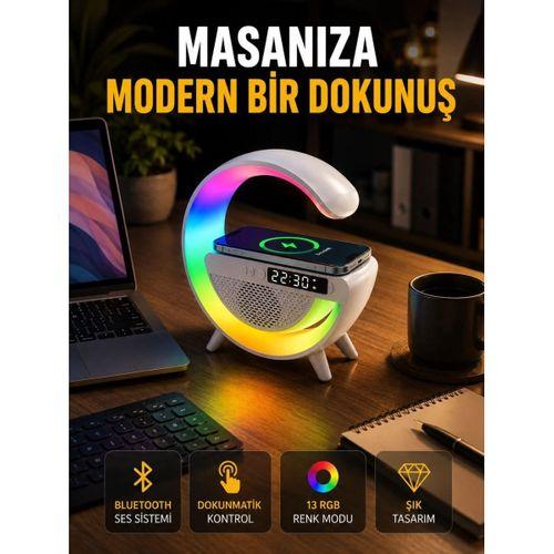 13 Renk Seçenekli Kablosuz Şarj Cihazlı Led Lamba