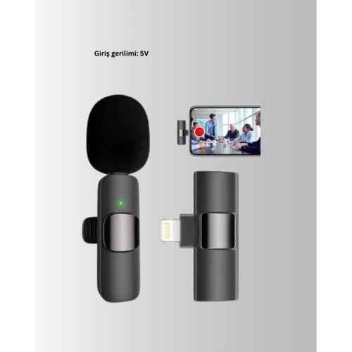 İphone İçin Çift Mikrofonlu Telsiz Yaka Mikrofonu 360 Derece Hd Ses