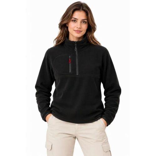 Polar Dik Yaka Yarım Fermuarlı Fermuarlı Göğüs Cepli Regular Fit Kışlık Sweatshirt - Siyah