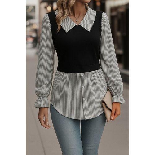 Kadın Uzun Kollu Yakalı önden Düğmeli Ottoman Bluz