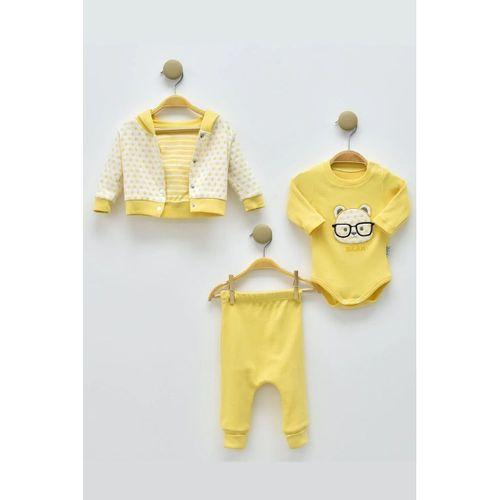 Gözlüklü Bear Puan Desenli 3'lü Erkek Bebek Takımı