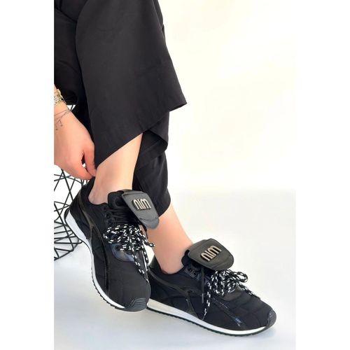 Dissa Siyah Cilt Bağcıklı Paraşüt Detaylı Spor Ayakkabı