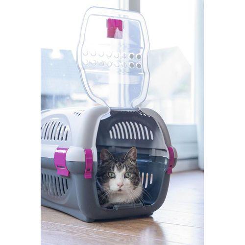 Beeztees Köpek veya Kedi Taşıma Kabı, Gri/Pembe, 51x34,5x33cm
