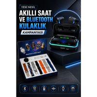 Powerbank Bluetooth Kulaklık Ve Akıllı Saat 7 Kordonlu Metal Kordon Plastik Kordon