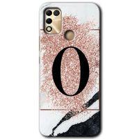 İnfinix Hot 11 Play Kılıf HD Desen Baskılı Arka Kapak - Pembe Mermer Desenli O Harfi