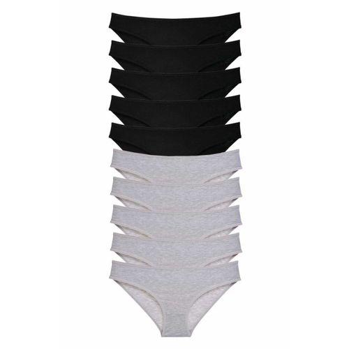 10 adet Süper Eko Set Likralı Kadın Slip Külot Siyah Gri