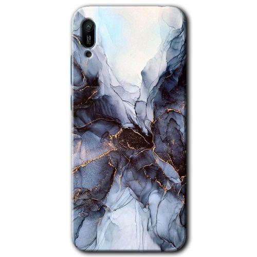 Huawei Y6 2019 Kılıf HD Desen Baskılı Arka Kapak - Otantik Mermer + Kırılmaz Cam