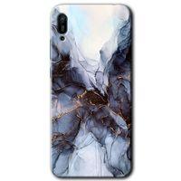 Huawei Y6 2019 Kılıf HD Desen Baskılı Arka Kapak - Otantik Mermer + Kırılmaz Cam