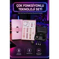 Powerbank Özellikli Bluetooth Kulaklık Ve Nabız Ölçer Akıllı Saat Bileklik Hediyeli