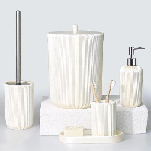 By Selim Lydia İnci 5 Parça Polyester Banyo Seti